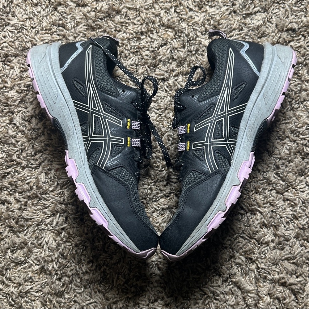 Asics Women's Black and Light Pink Athletic Shoes
